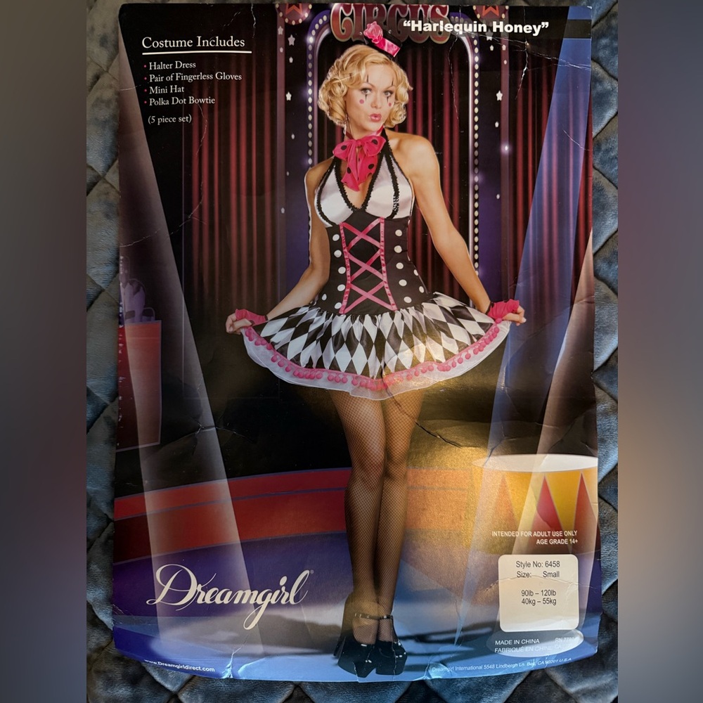 Dreamgirl Harlequin Costume with Black, White, and Pink